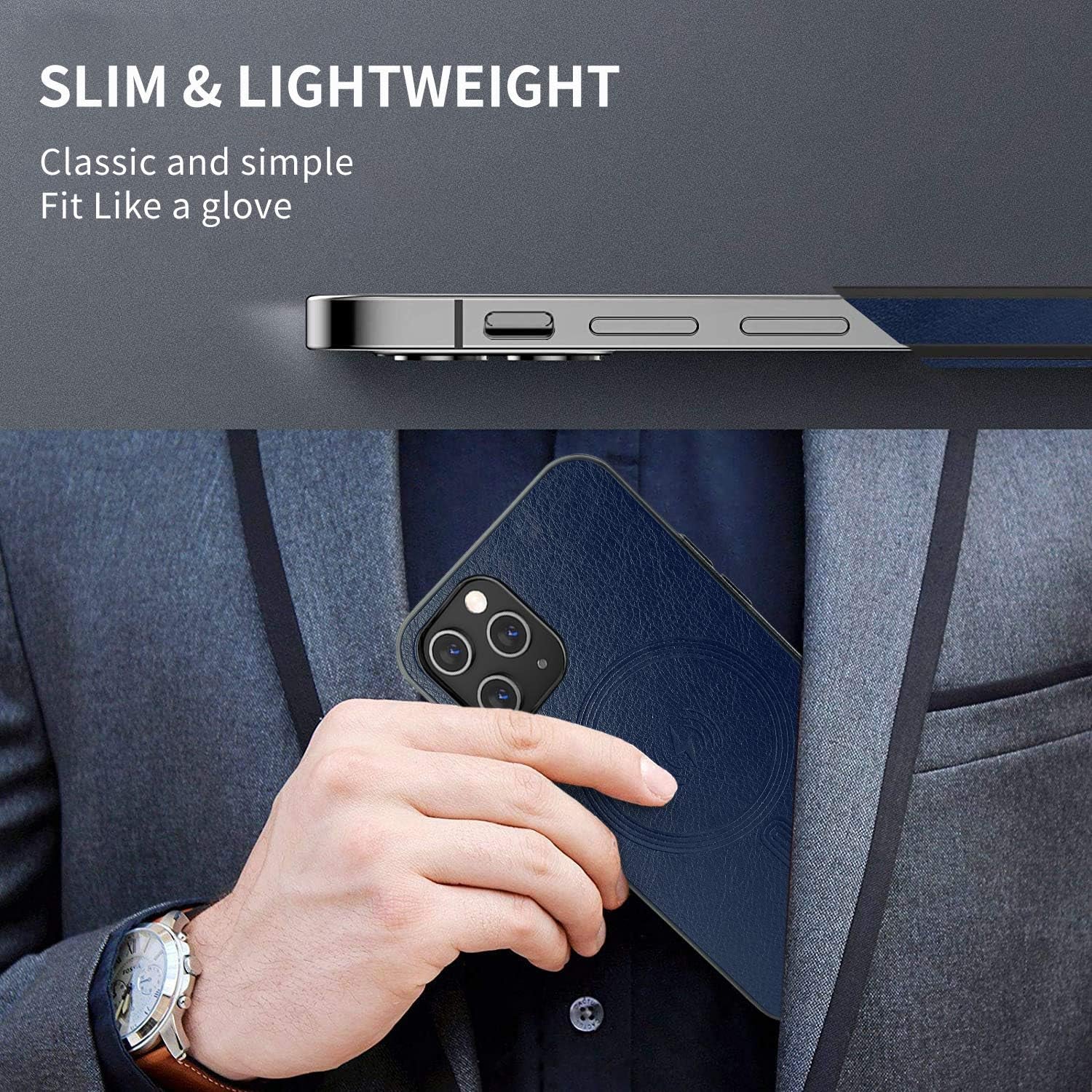 Compatible with Iphone 12 Pro Max Mag-Safe Case,[Compatible with Magsafe Charger/Wallet] [Premium PU Leather] Business Classic Soft Silicone Bumper Ultra Slim Shockproof Magnetic Cover 6.7"