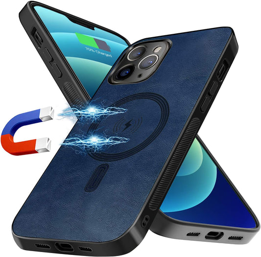 Compatible with Iphone 12 Pro Max Mag-Safe Case,[Compatible with Magsafe Charger/Wallet] [Premium PU Leather] Business Classic Soft Silicone Bumper Ultra Slim Shockproof Magnetic Cover 6.7"