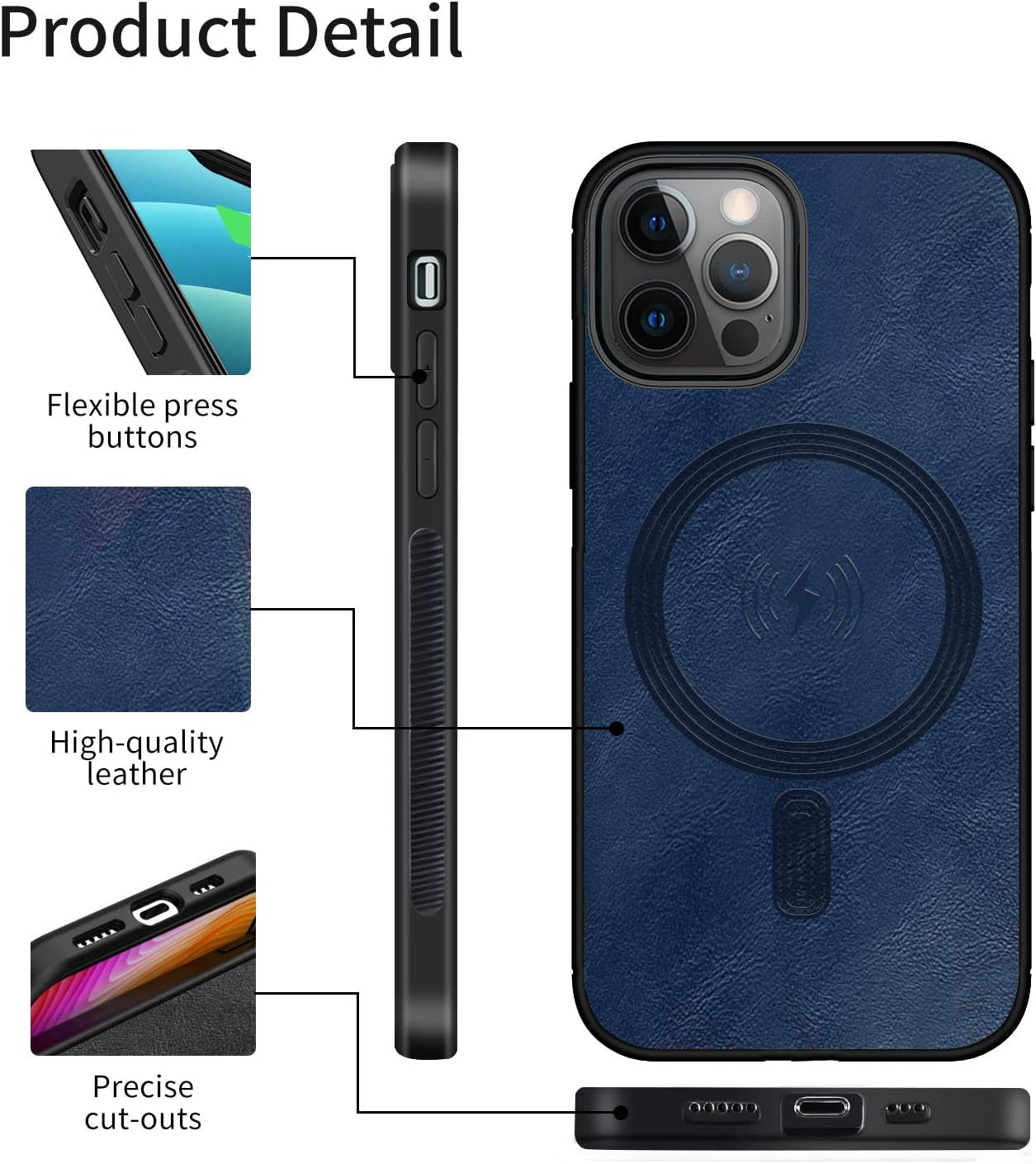 Compatible with Iphone 12 Pro Max Mag-Safe Case,[Compatible with Magsafe Charger/Wallet] [Premium PU Leather] Business Classic Soft Silicone Bumper Ultra Slim Shockproof Magnetic Cover 6.7"