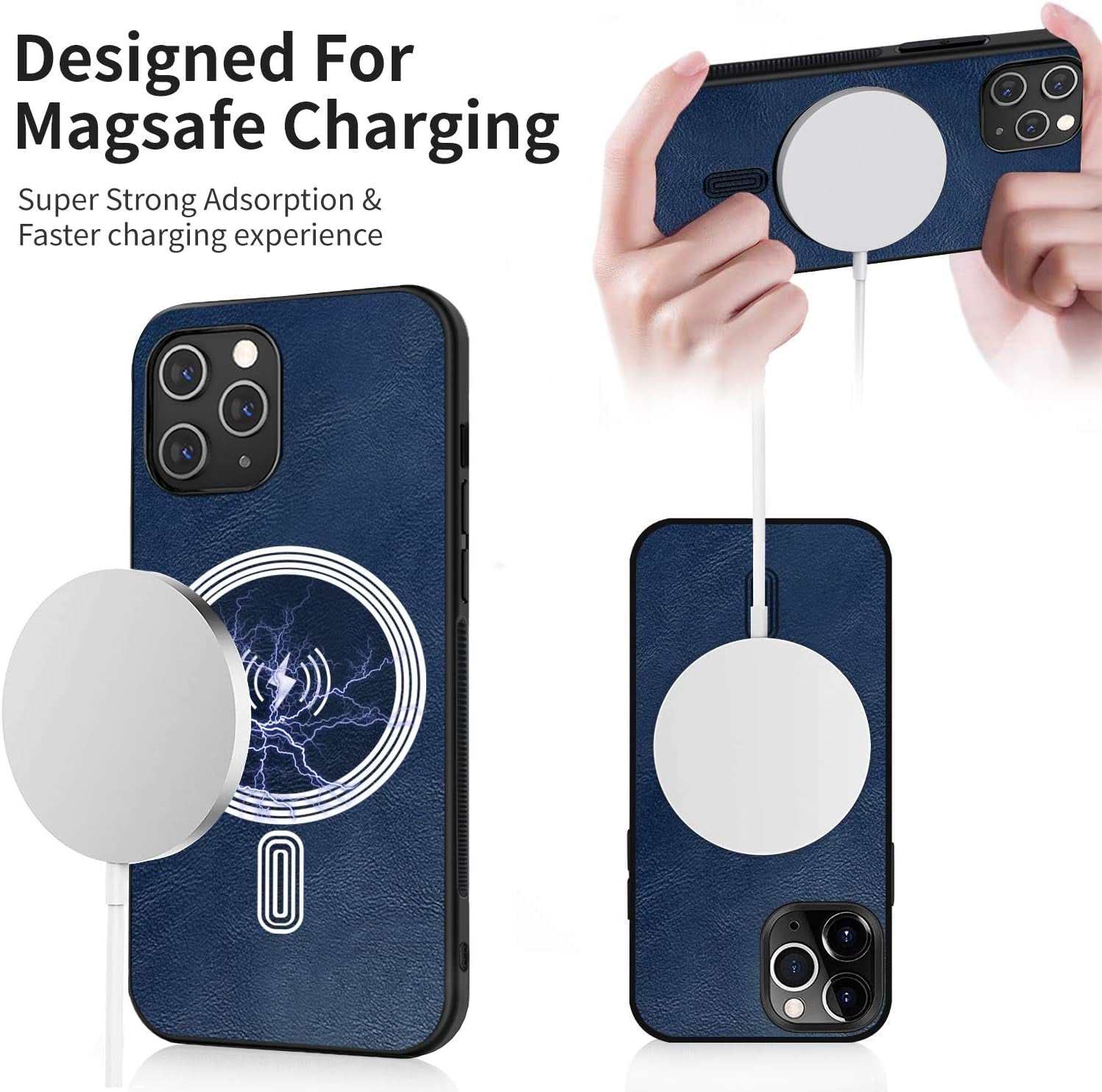 Compatible with Iphone 12 Pro Max Mag-Safe Case,[Compatible with Magsafe Charger/Wallet] [Premium PU Leather] Business Classic Soft Silicone Bumper Ultra Slim Shockproof Magnetic Cover 6.7"